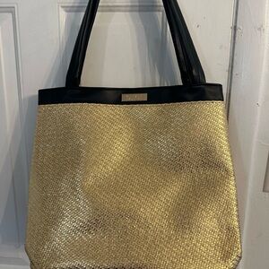 Luxurious Gold and Black Tote with Textured Finish